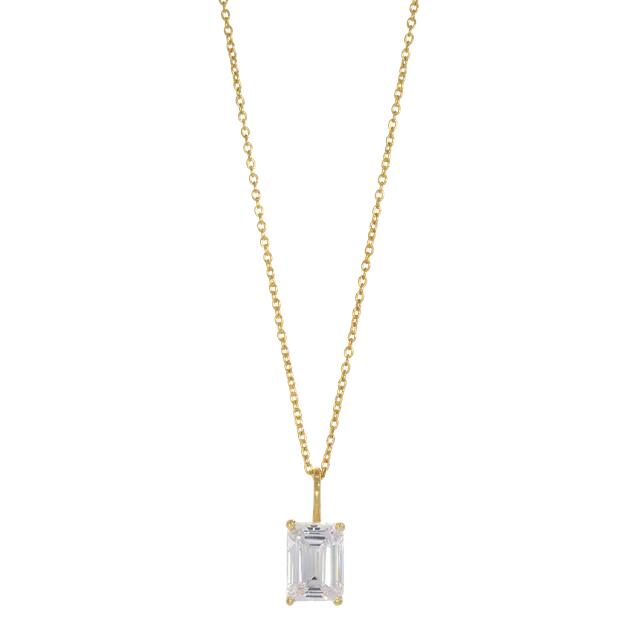 Juvelan Icon Smaragdschliff Halskette Gold Kristall
