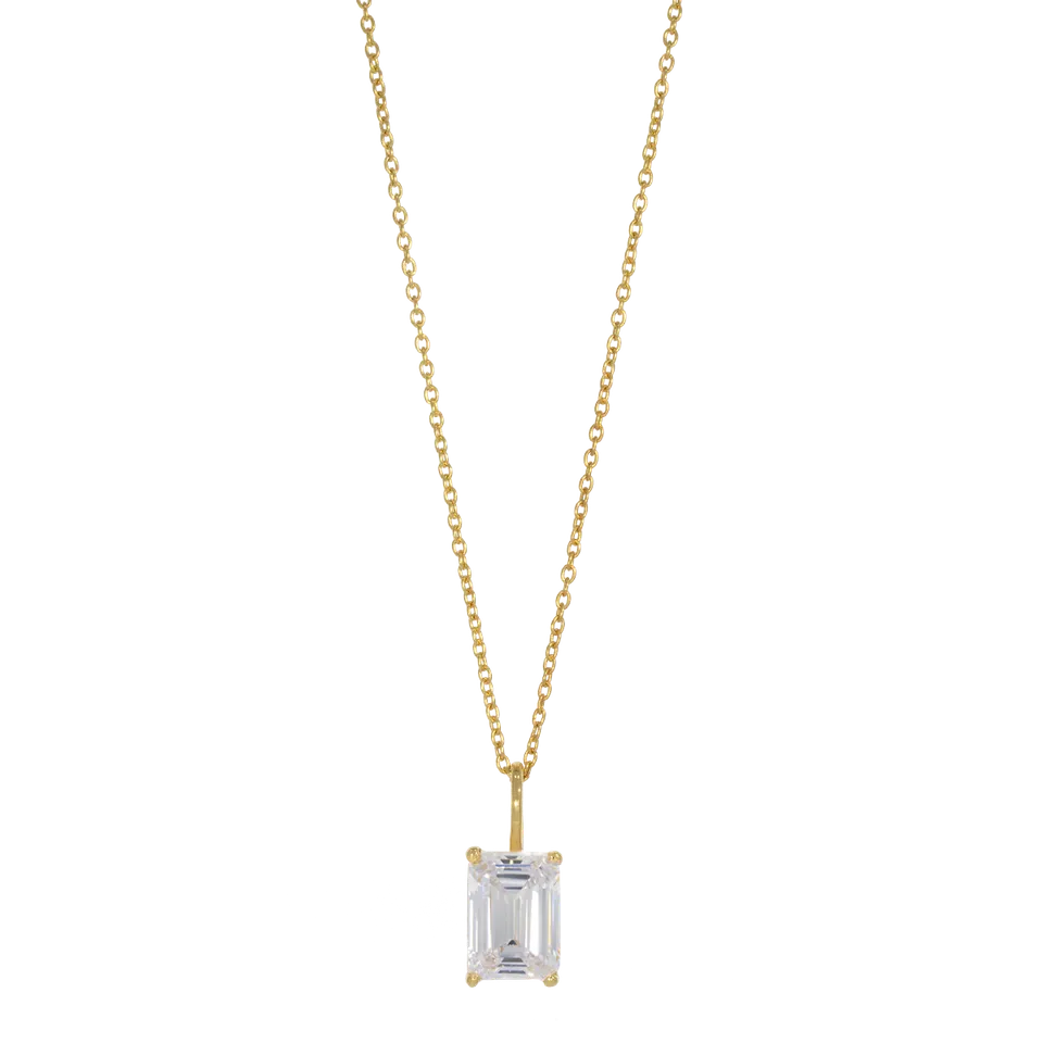 Juvelan Icon Smaragdschliff Halskette Gold Kristall