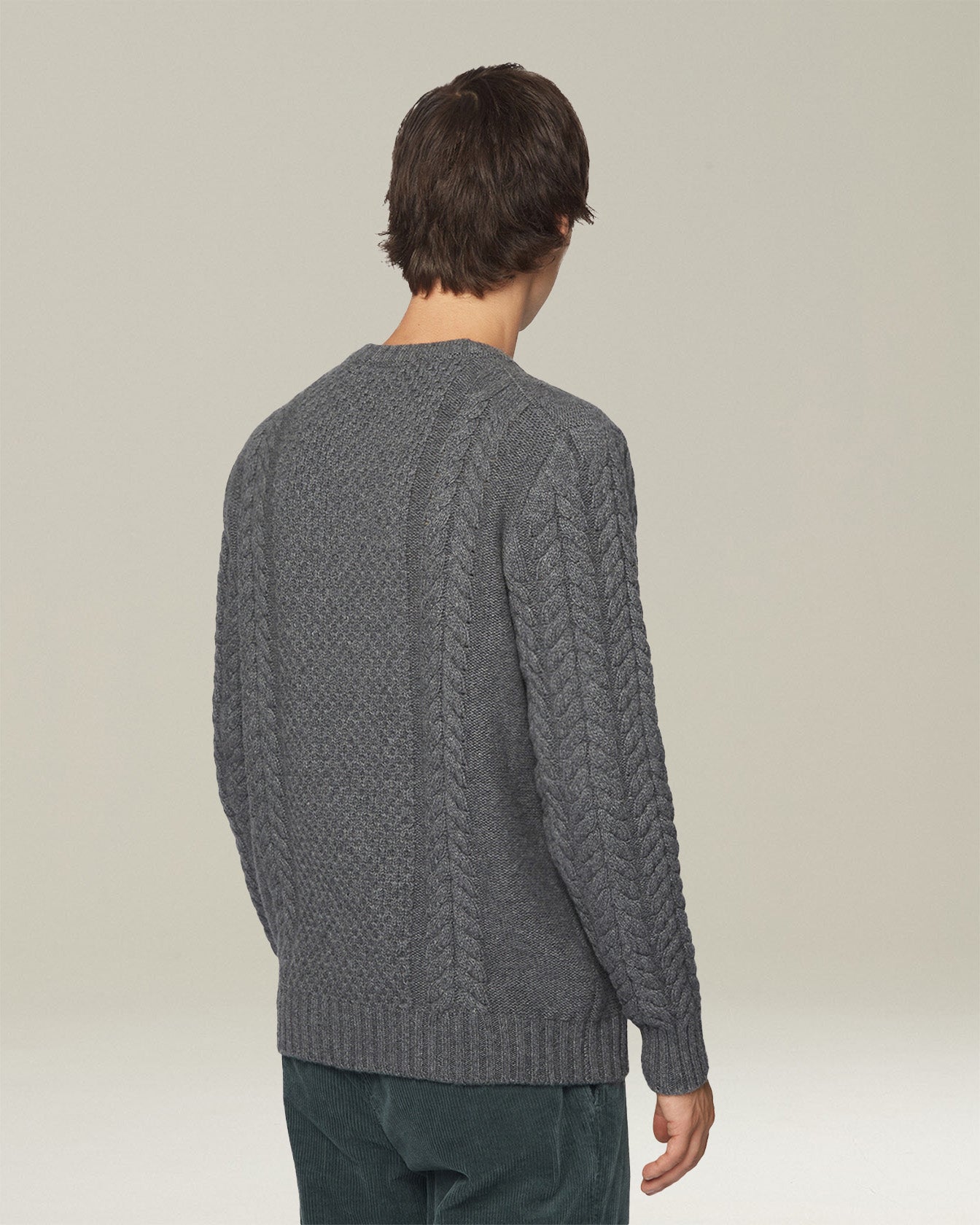 Kiton Pullover Kaschmir Rundhals mit Zopf Leicht