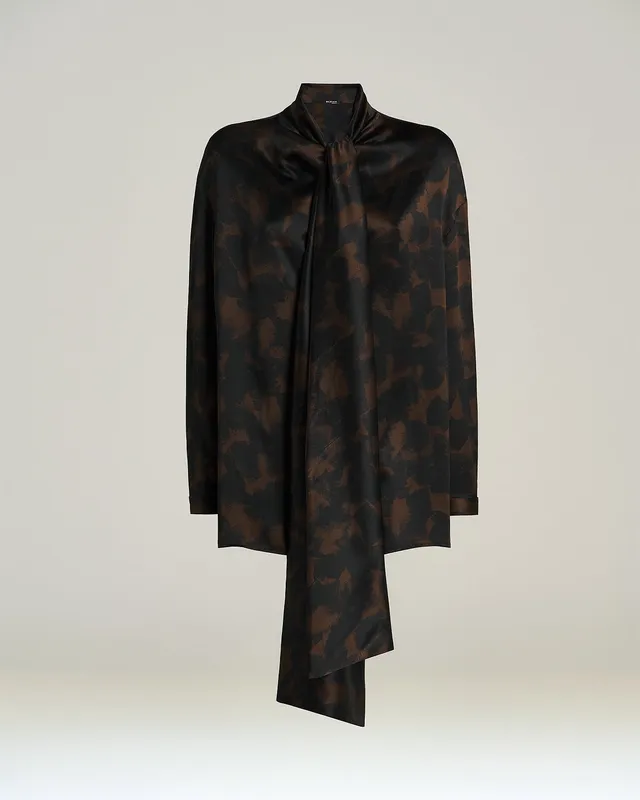 Kiton Shirts Seidenbluse Abstract-Print Schalkragen