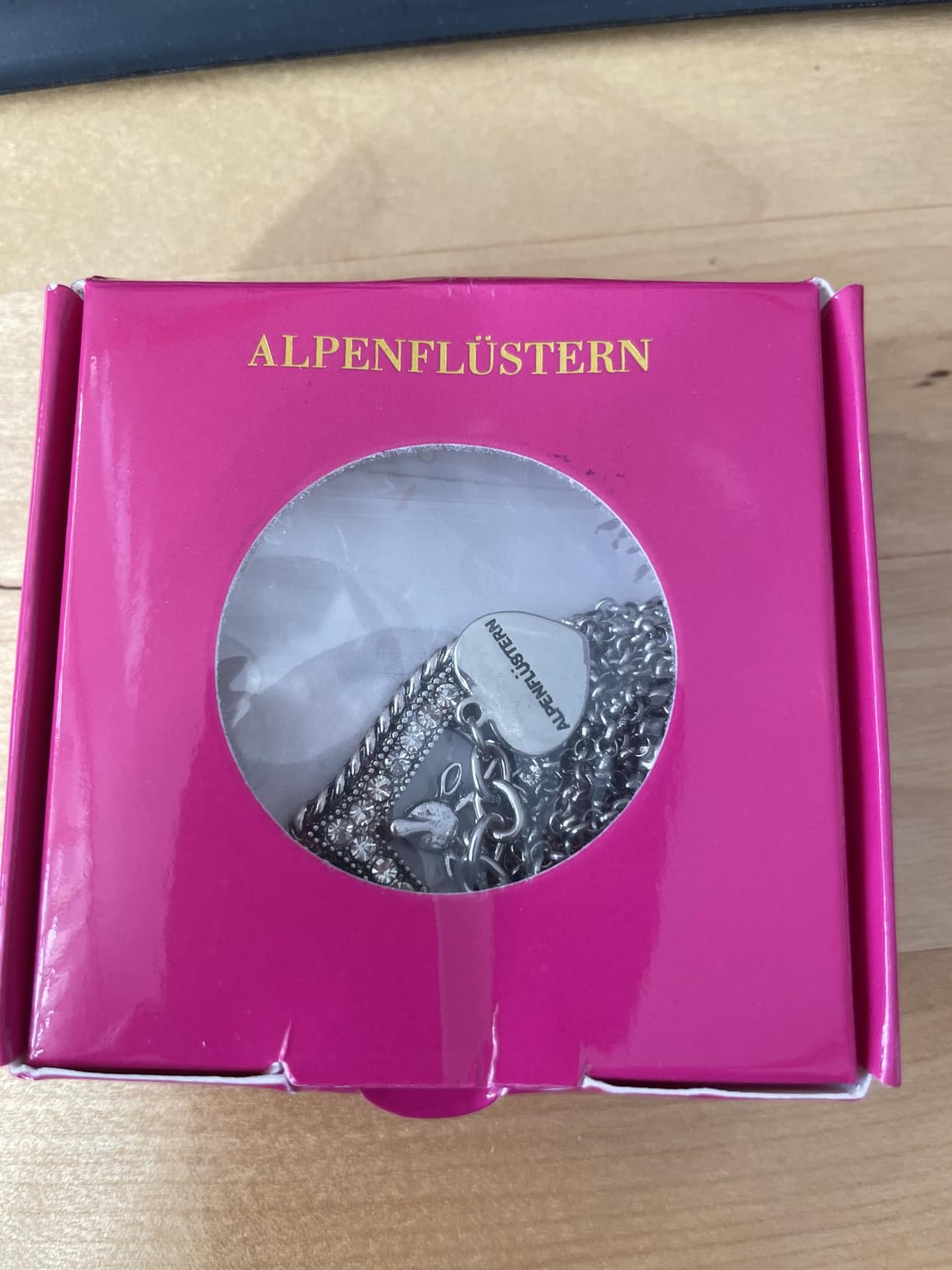 Alpenflüstern DAHEIM Trachtenkette DHK167 Herz Hirsch antik-silber