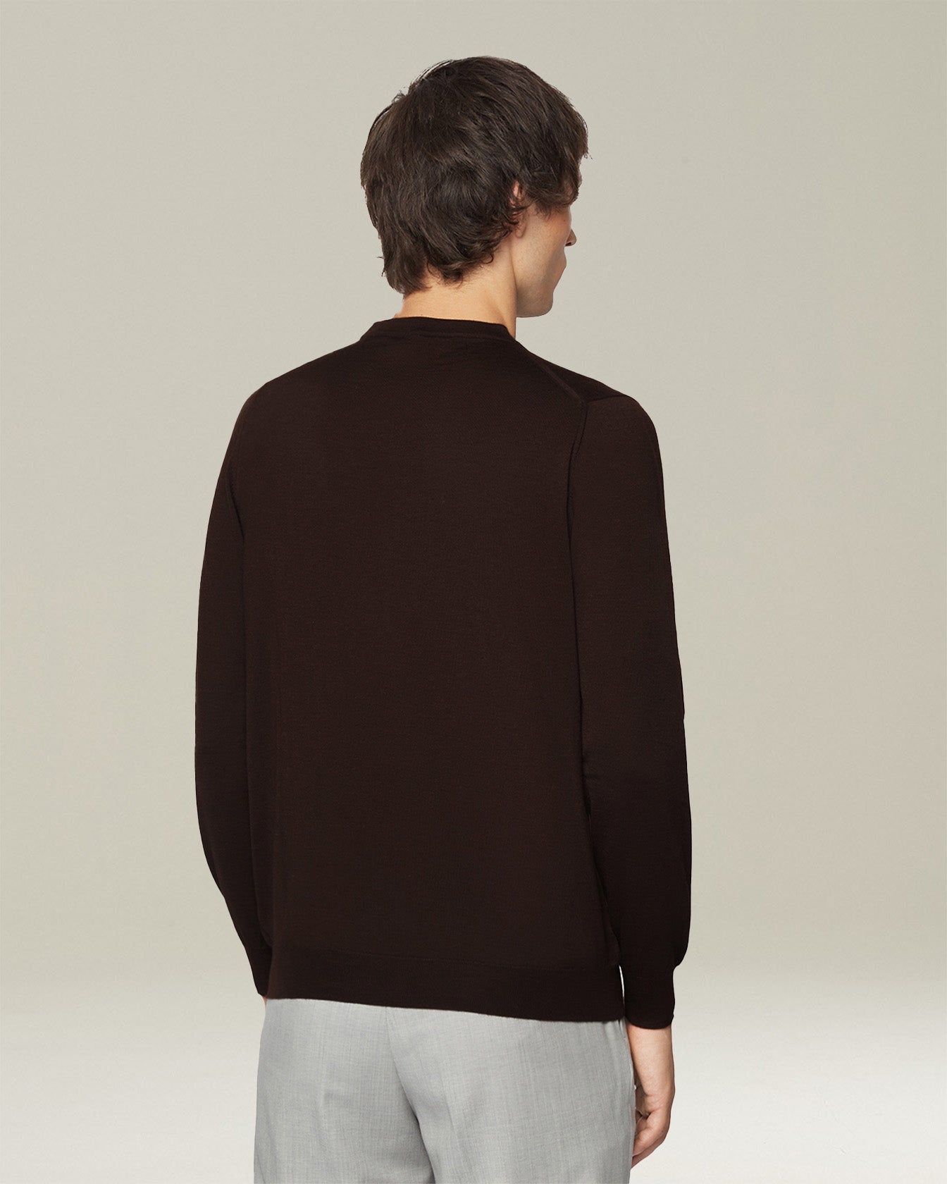 Kiton Knitwear Crew-Neck Pullover Kaschmir Seide Dunkelbraun