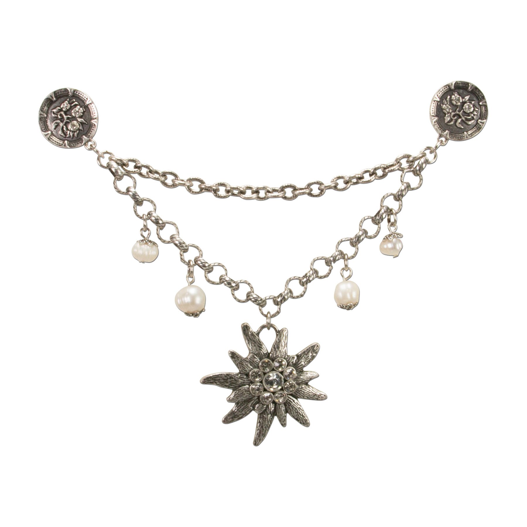 Alpenflüstern DAHEIM DCH031 Pin-Charivari Edelweiss altsilber
