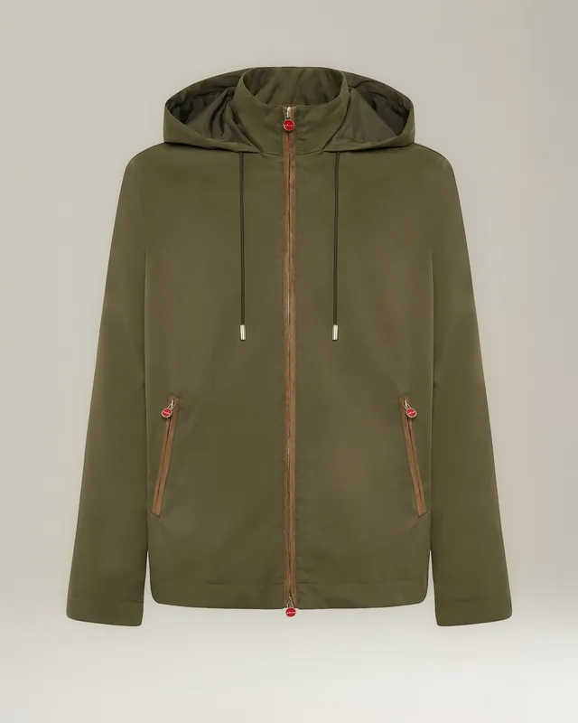 Kiton Windbreaker Blouson Gr.50 Nylon Kapuze Herren