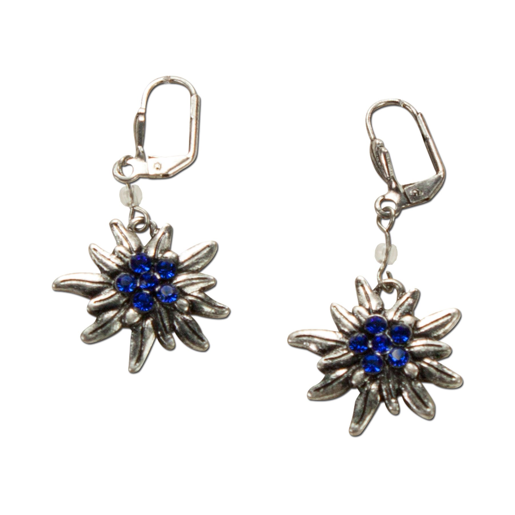 Alpenflüstern DAHEIM DOR008 Ohrhänger Edelweiss blau Strass
