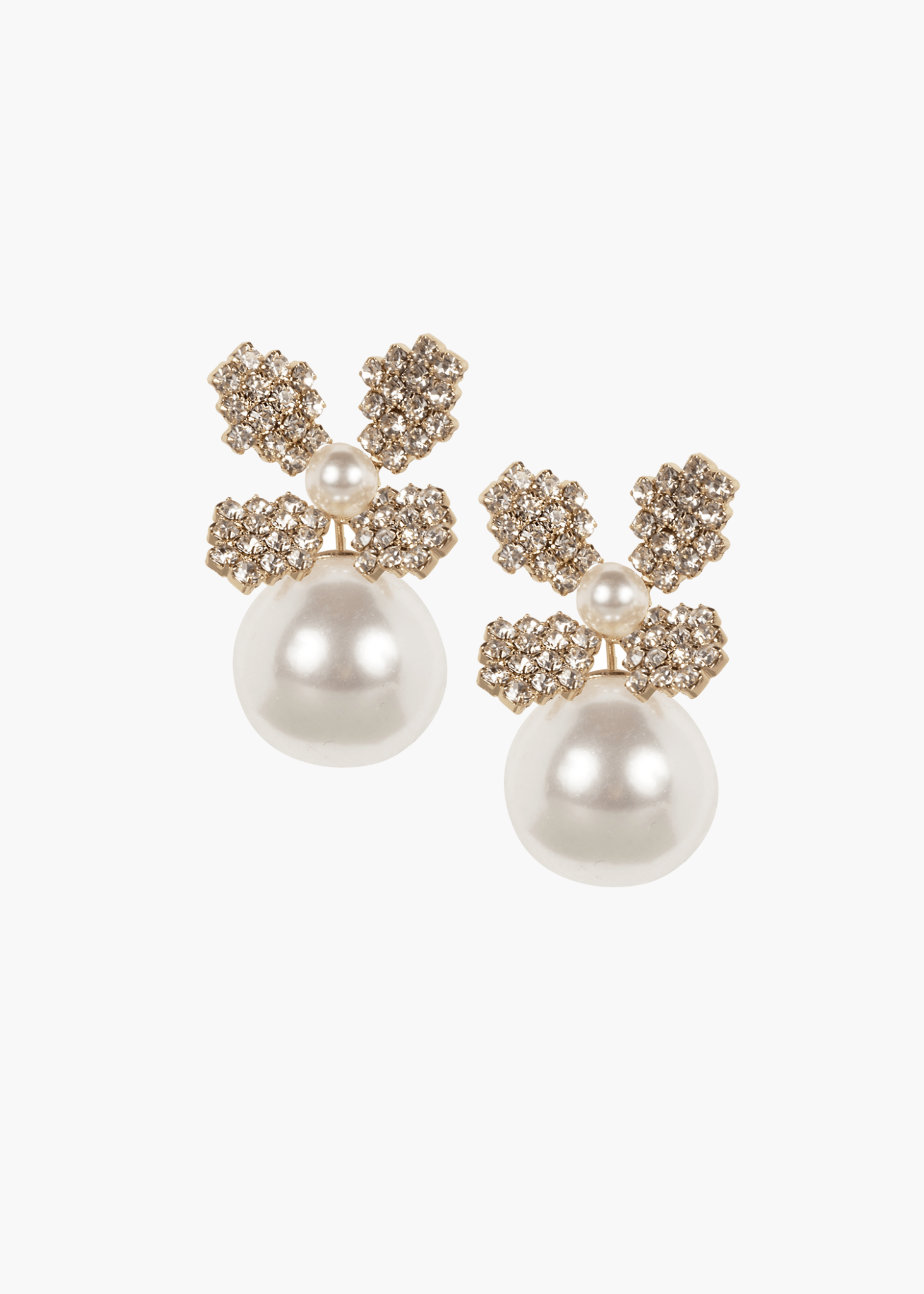 Elizabeth Bower June Duet Ohrringe Gold Perlen-Stecker Kristallblume