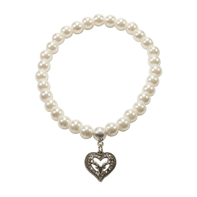 Alpenflüstern DAHEIM DAB064 Perlenarmband Strassherz creme-weiß