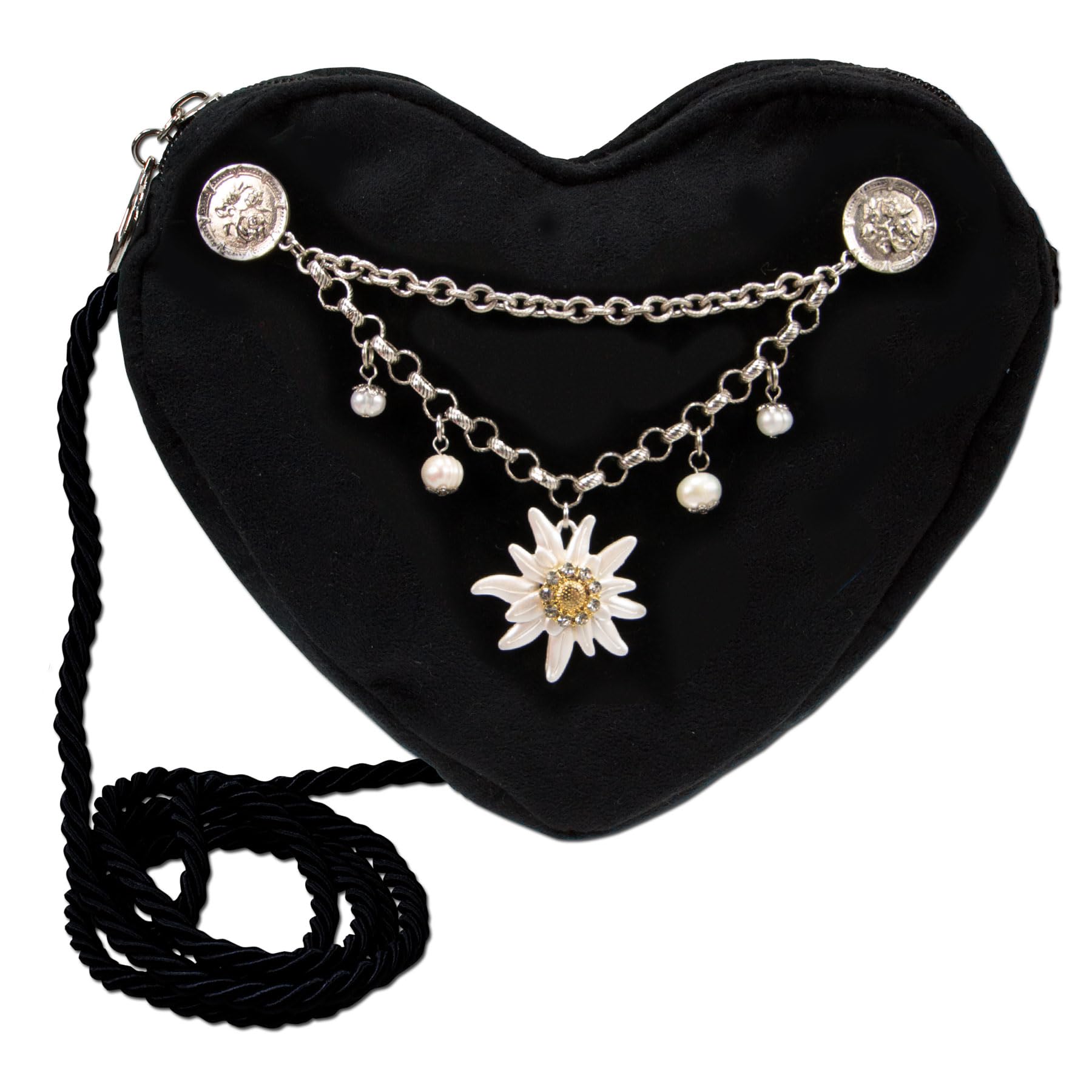 Alpenflüstern DAHEIM Greta DTA104 Herztasche Edelweiss schwarz