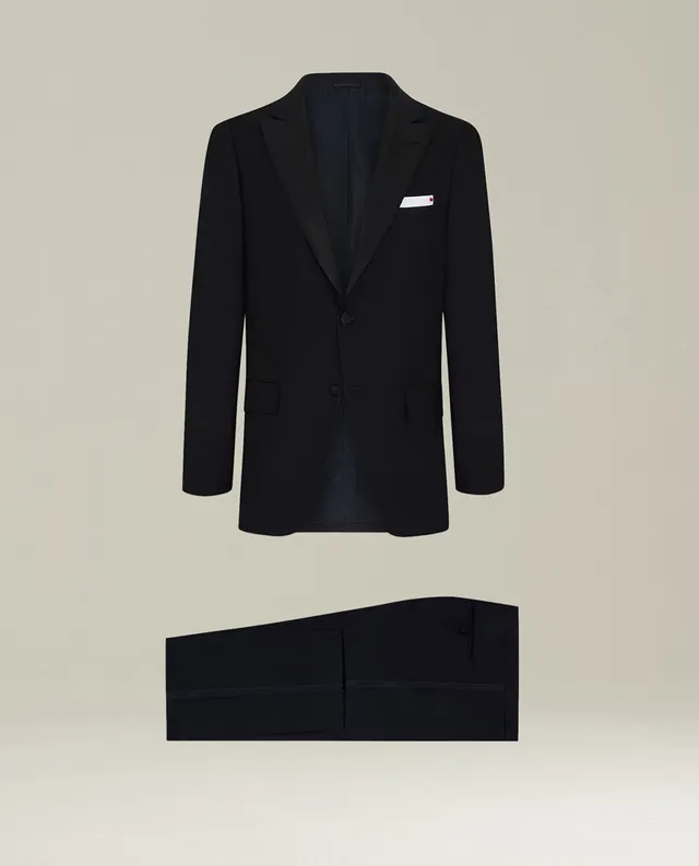 Kiton Suits Smoking Schwarz Gr 50 Wolle Satin-Revers