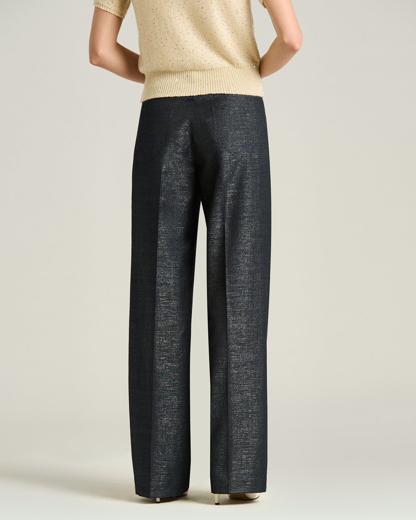 Kiton Stoffhose Wolle blau weit mit Bügelfalte Gr. 40