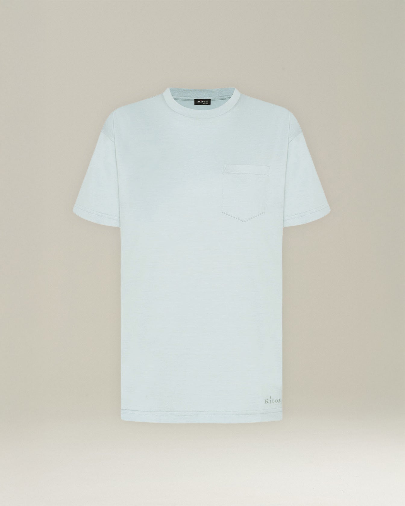Kiton Polo Seide Baumwolle T-Shirt mit Brusttasche Herren