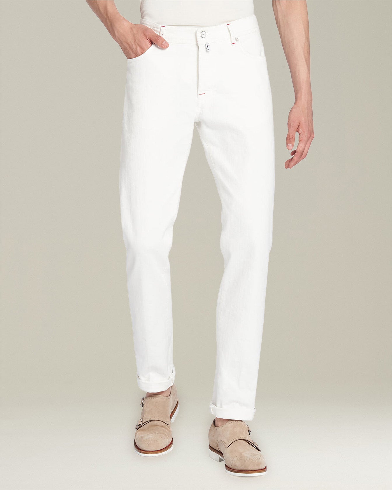 Kiton Jeans Slim Panna Bio-Baumwolle Größe 50