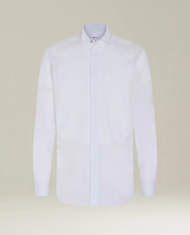 Kiton White Stretch Cotton Tuxedo Hemd Weiß 40