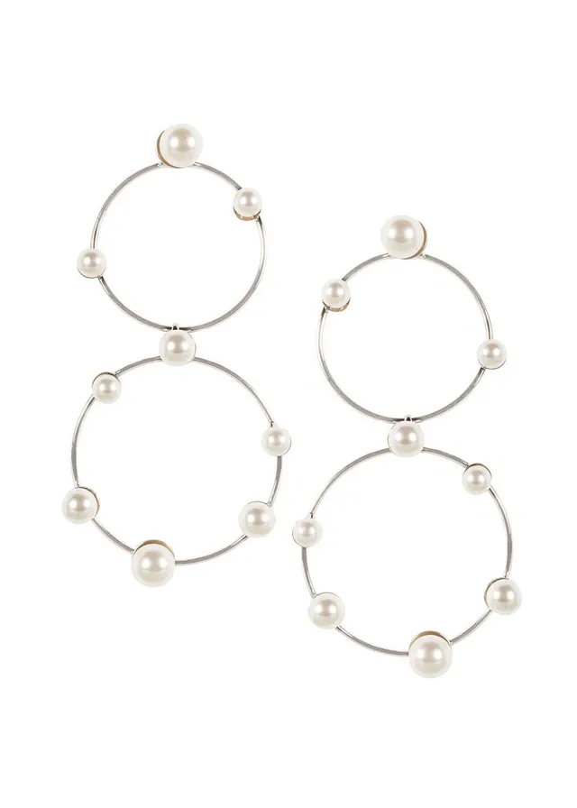 Elizabeth Bower Ariel Pearl Creolen Rhodium Stecker