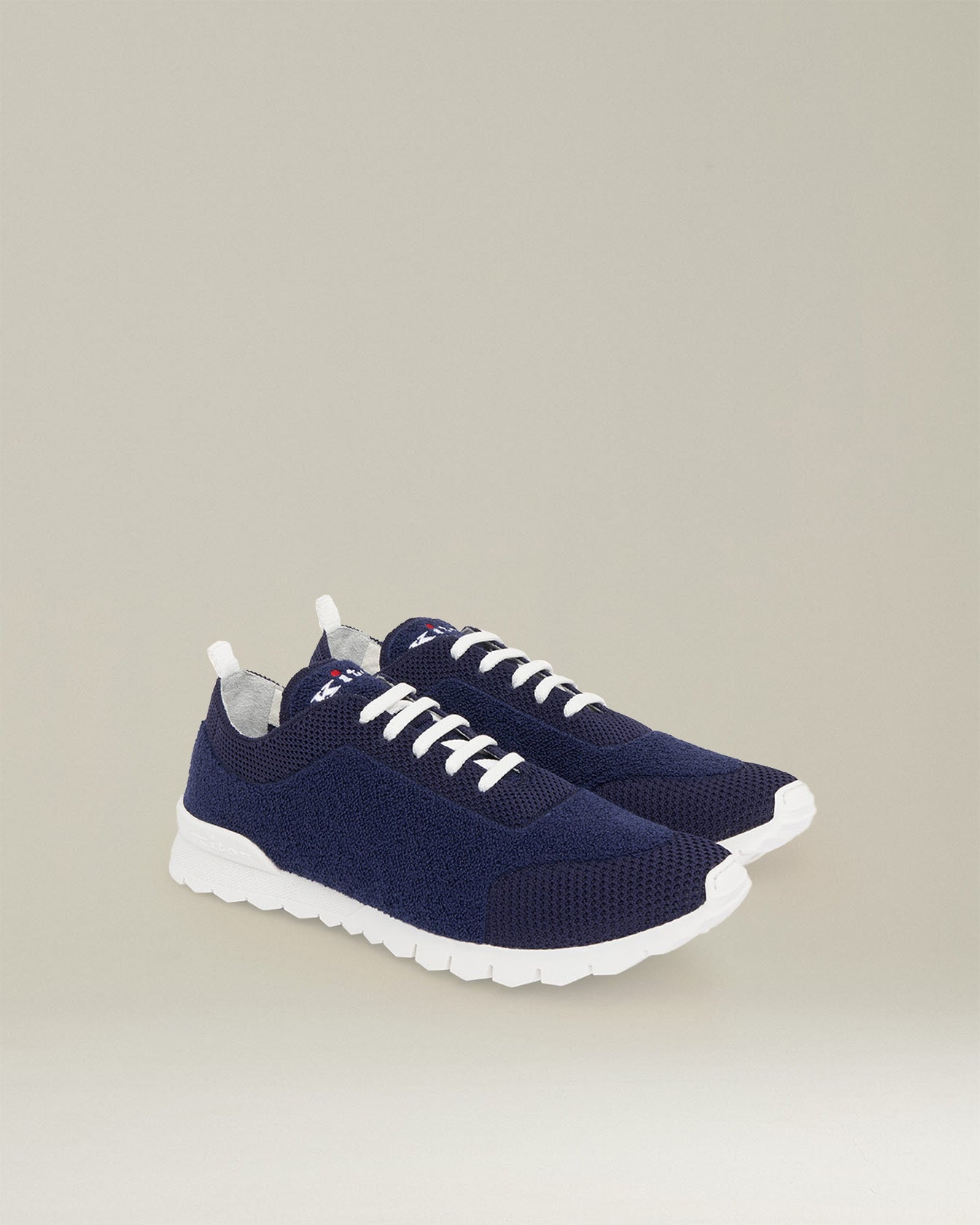 Kiton Sneakers Strick navy Boucle weiße Sohle