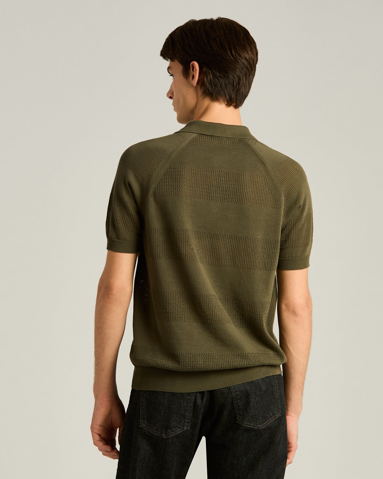 Kiton Zip Polo Kurzarm L Baumwolle Lochmuster Reissverschluss