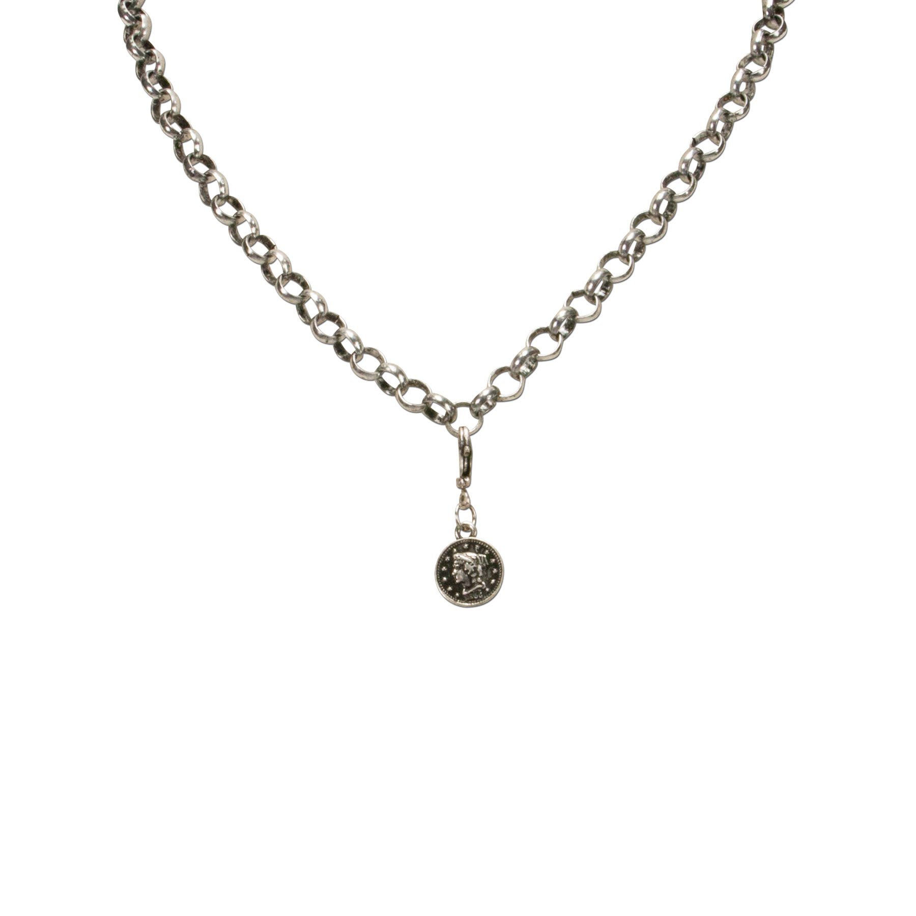 Alpenflüstern Münze Mini Anhänger Charivari Antik-Silber