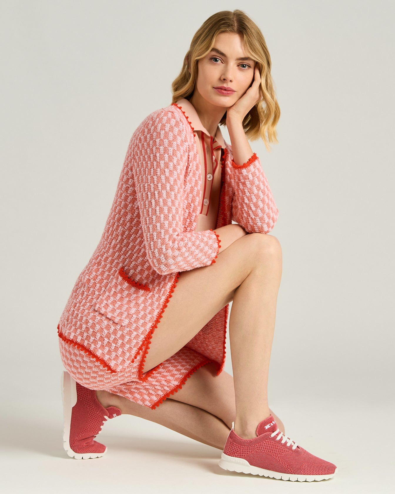 Kiton Fits Sneaker Baumwolle Kalbsleder rosa Gr. 38