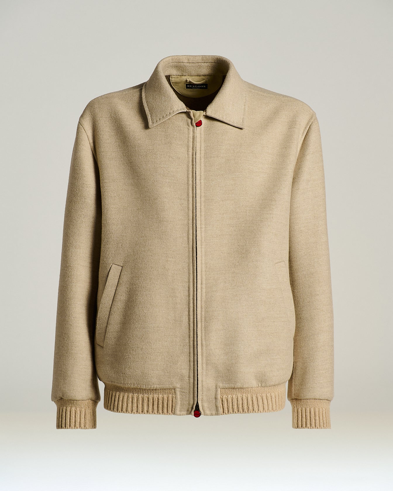 Kiton Outerwear Ivory Pure Cashmere Blouson Jacke Elfenbein 50