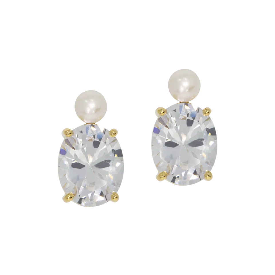 Juvelan Crystallized Ohrstecker Silber Perle Kristall