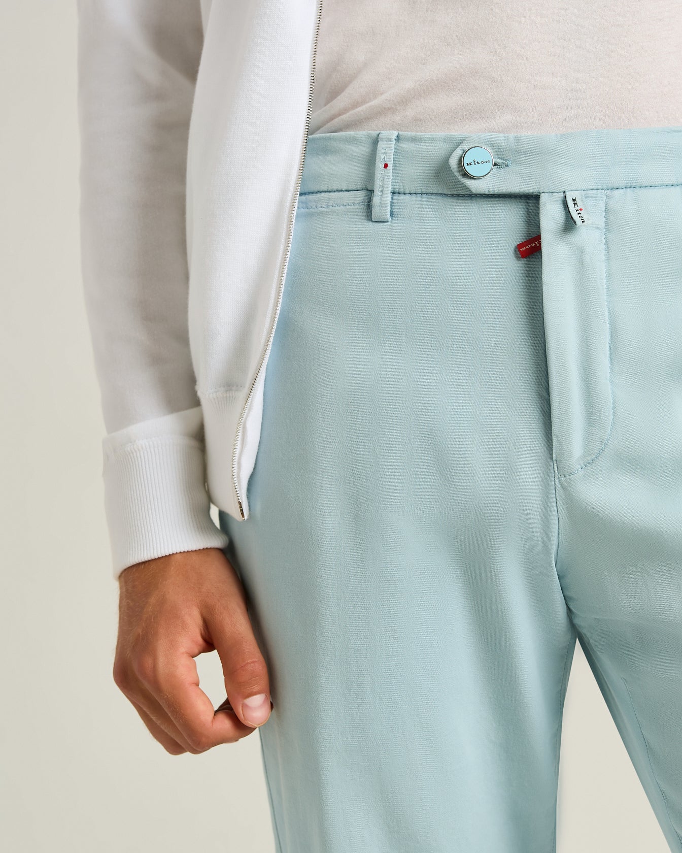 Kiton Chino Baumwolle Stretch Hellblau Gr. 34 Hose