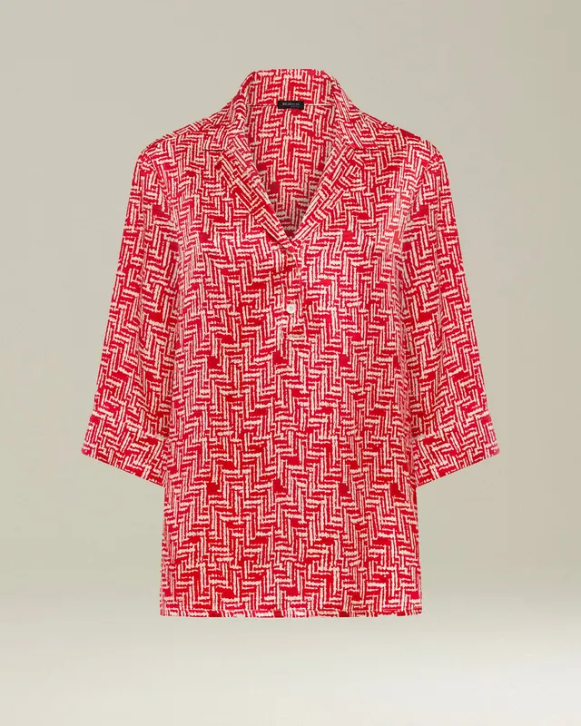 Kiton Shirts Scarlet Stairs Seidenbluse Oversize gemustert