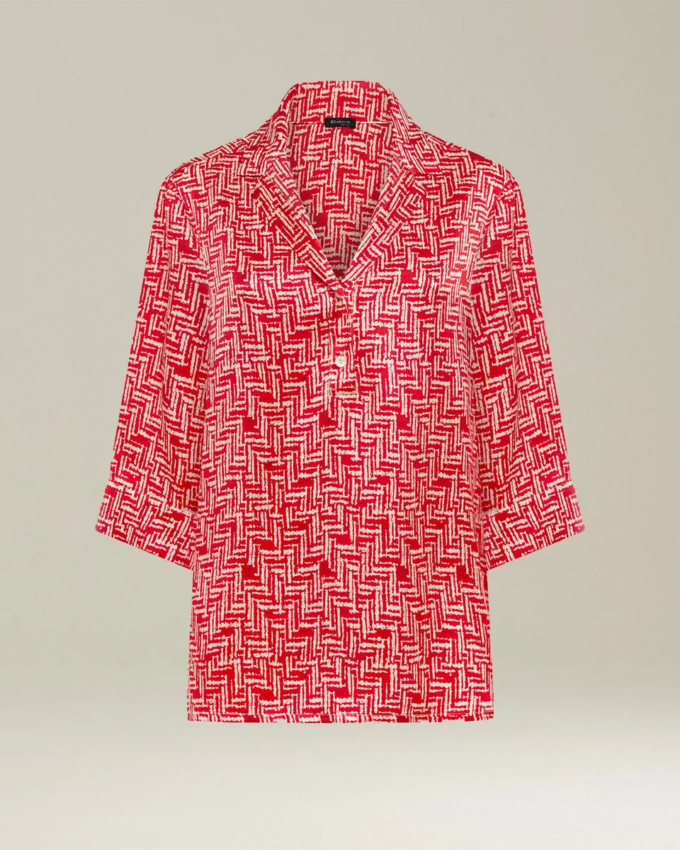 Kiton Shirts Scarlet Stairs Seidenbluse Oversize gemustert