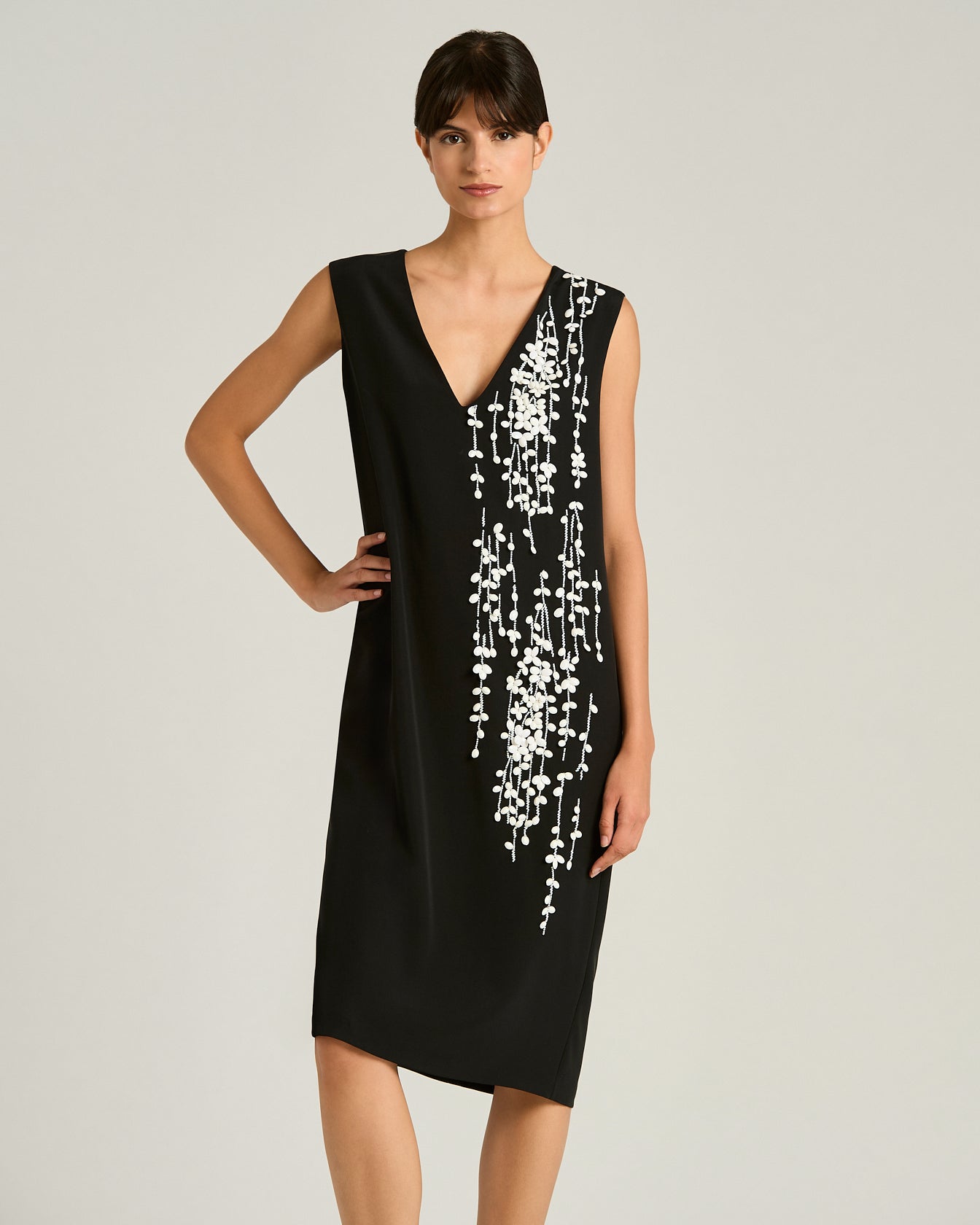 Kiton Dresses Black Silk Dress Seidenkleid schwarz Stickerei