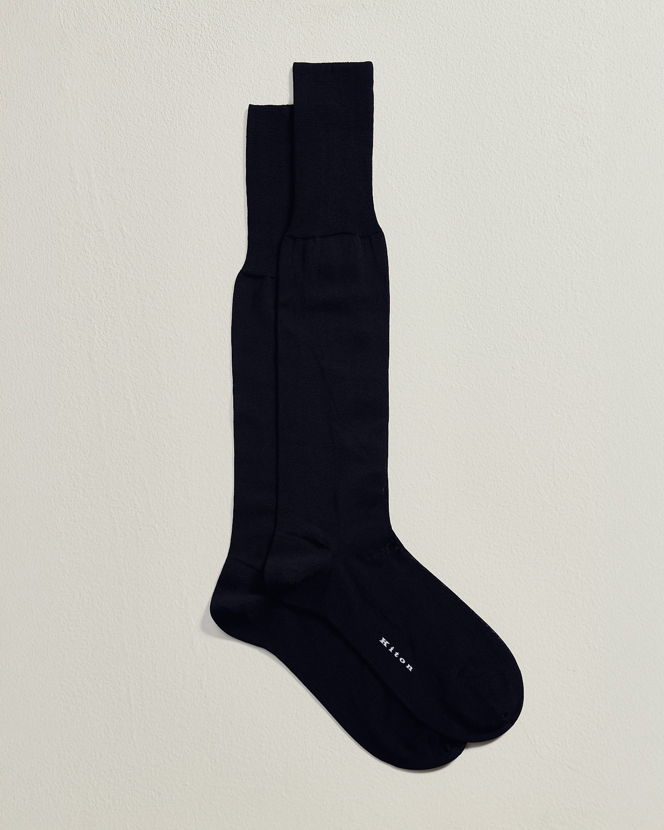 Kiton Navy Cotton Lange Socken Baumwolle Dunkelblau Business