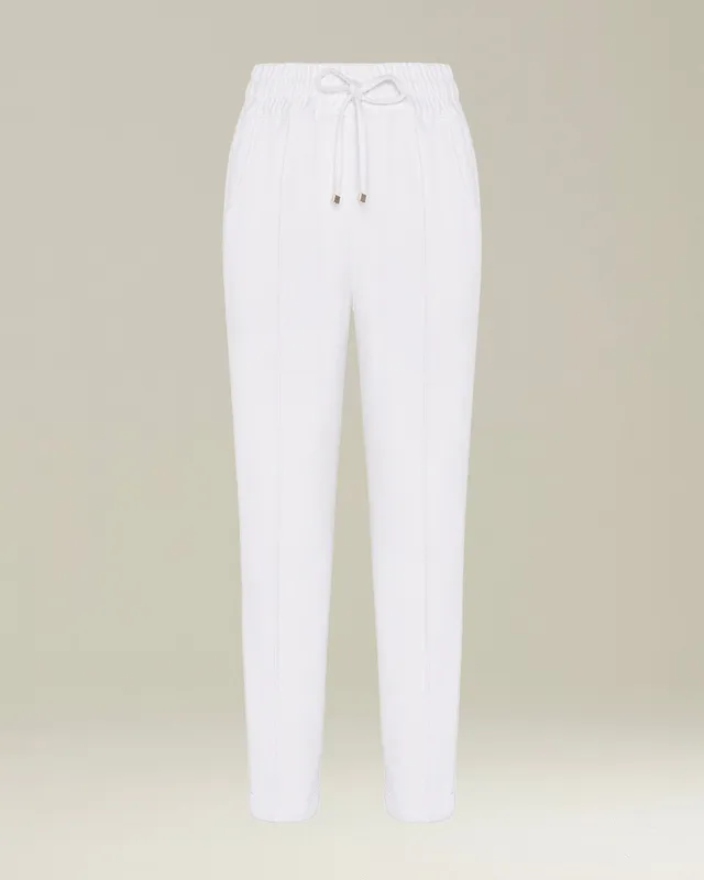 Kiton Hose Damen Kaschmir weiß Kordelzug knöchellang
