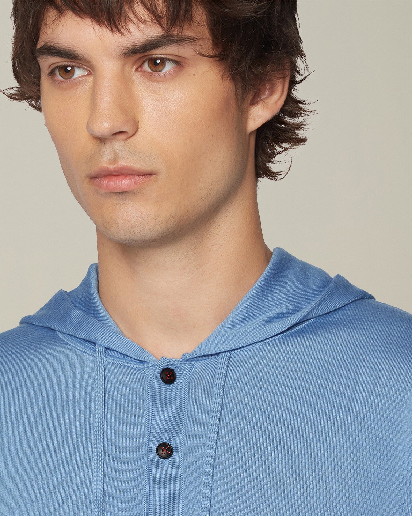 Kiton Knitwear Kapuzen Top Kaschmir Seide Knopfleiste