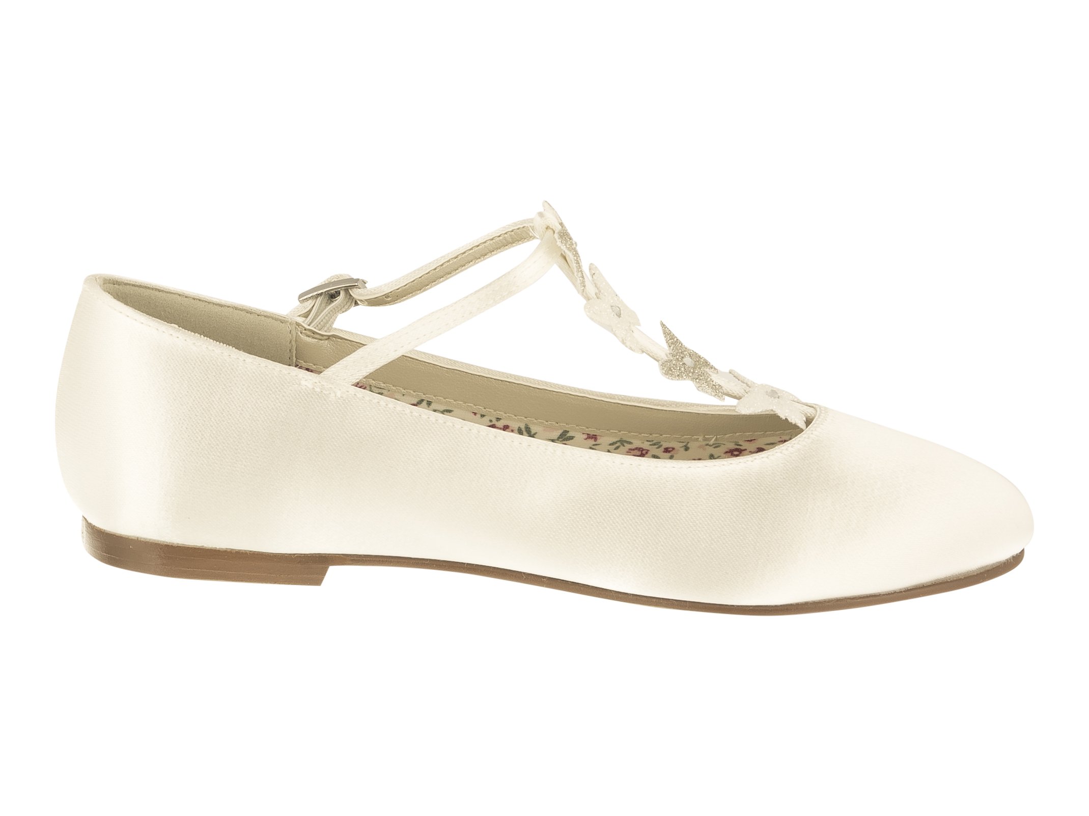 Rainbow Club Kady Ballerinas Ivory Satin Glitzer flach