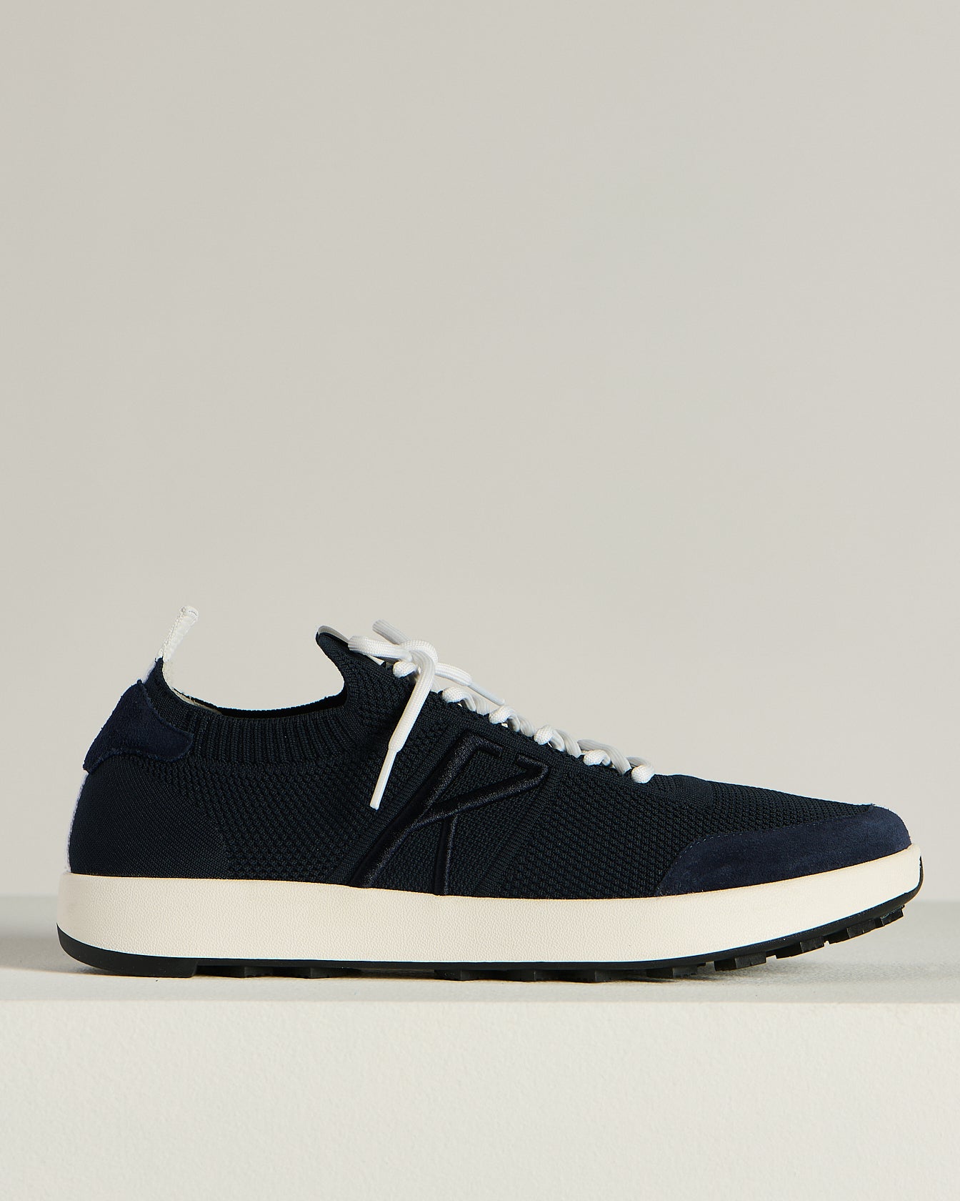 Kiton Shoes Blue Cotton Sneaker blau Leder Gr. 42