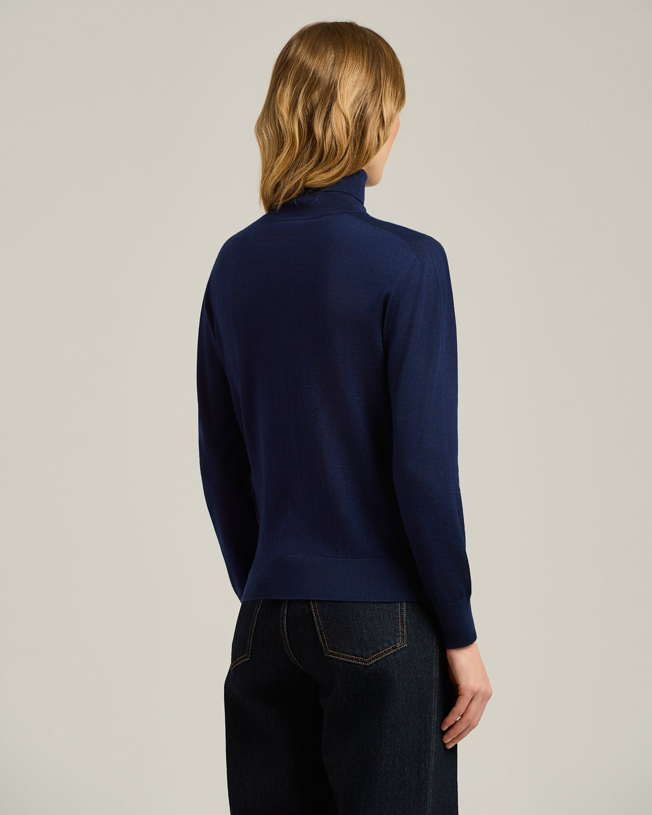 Kiton Rollkragenpullover Kaschmir Seide Blau Gr. 46