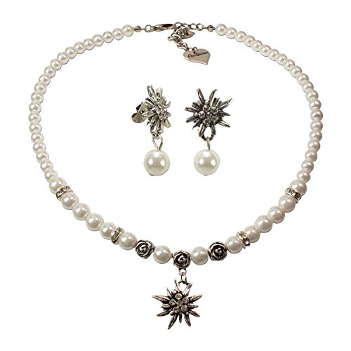 Alpenflüstern DAHEIM SET013 Trachtenset Kette+Ohrstecker Schwarz