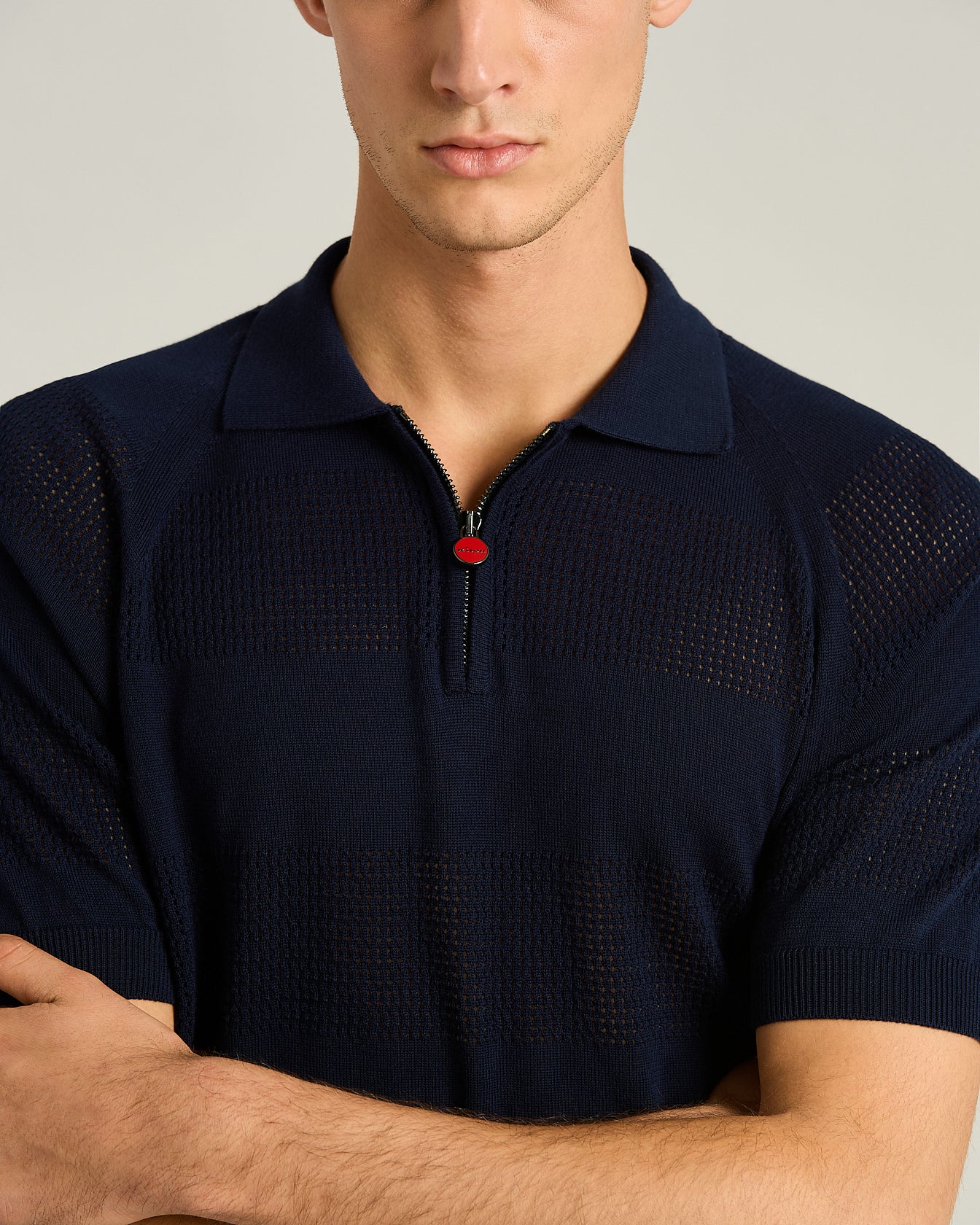Kiton Polo Poloshirt Kurzarm Zip Baumwolle