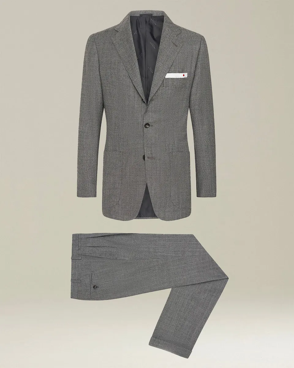 Kiton Suits Anzug Fischgrat Wolle Herren Party