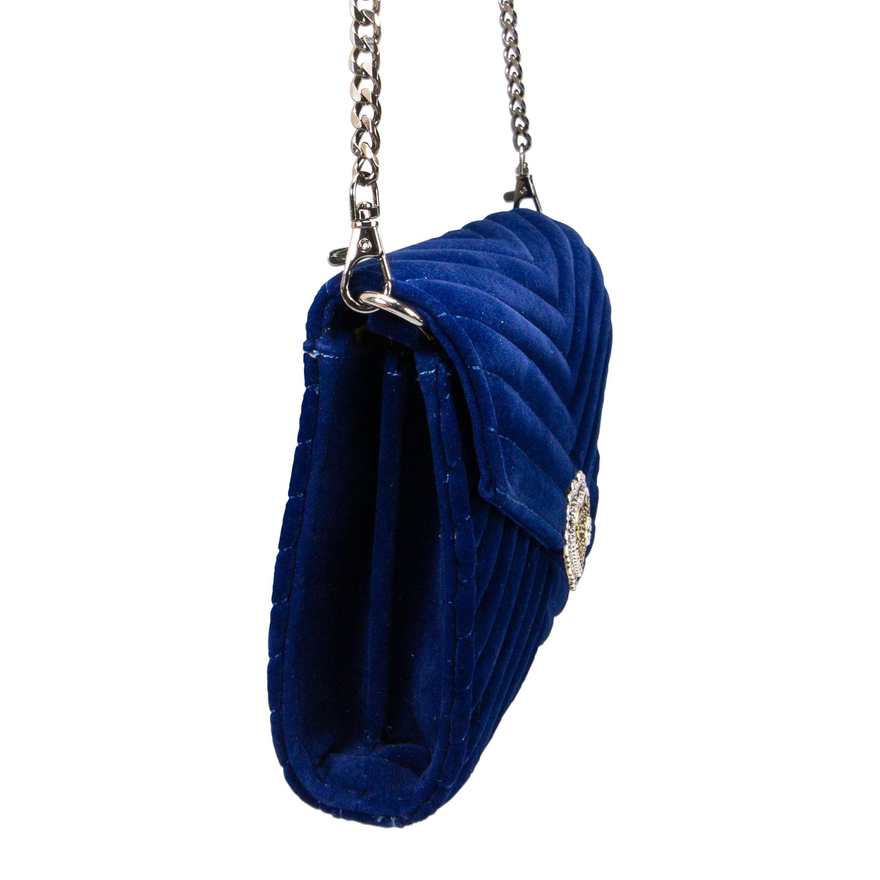 Alpenflüstern DAHEIM Trachtenherz Samtclutch Blau 22x15 cm