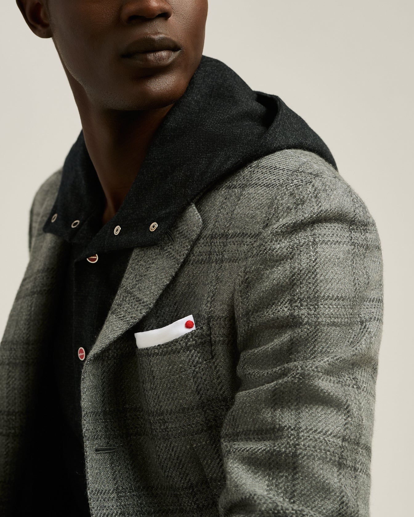 Kiton Jackets Sakko Hellgrau Karo Kaschmir Wolle Gr 50