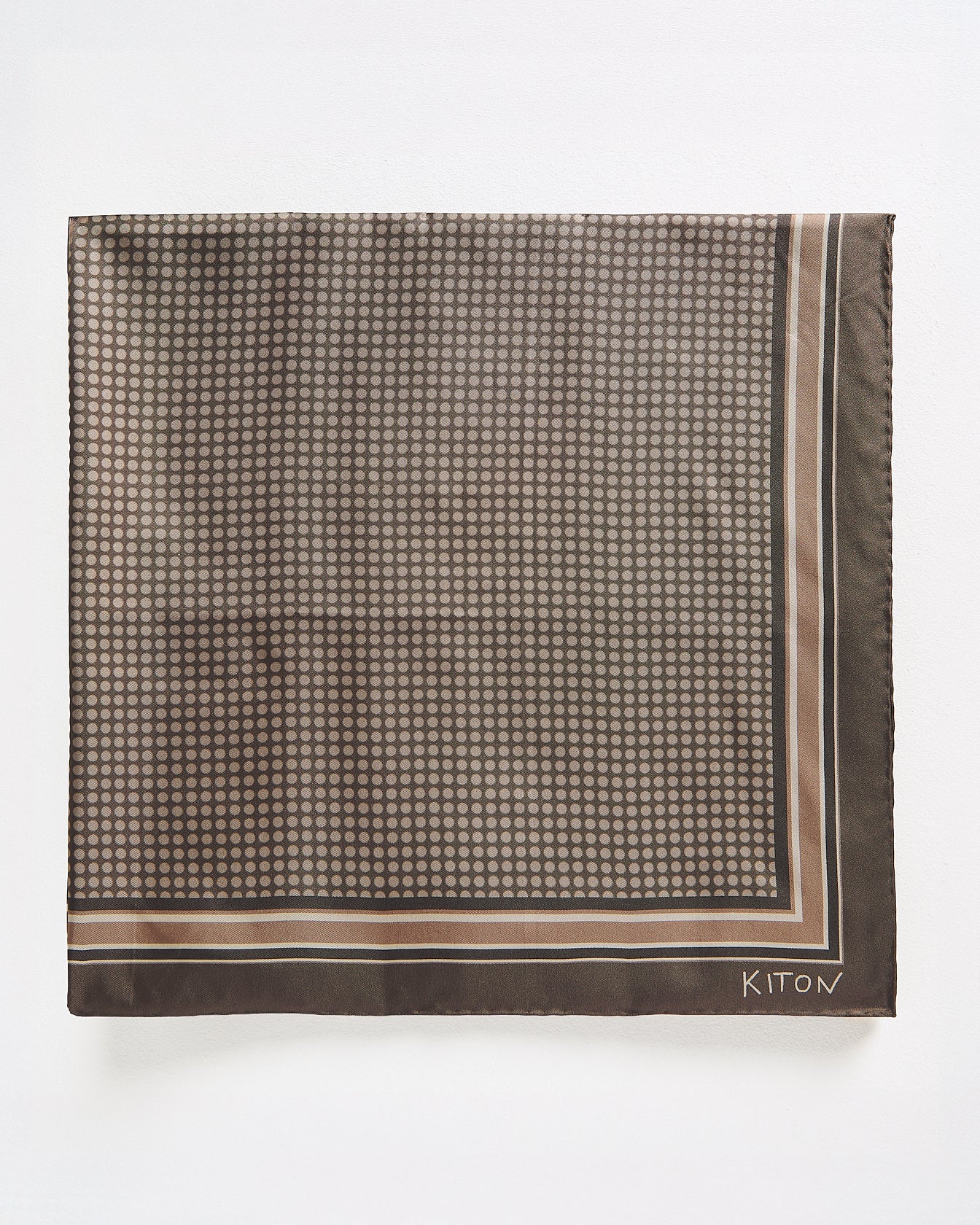 Kiton Brown Silk Scarf Seidentuch braun 90x90