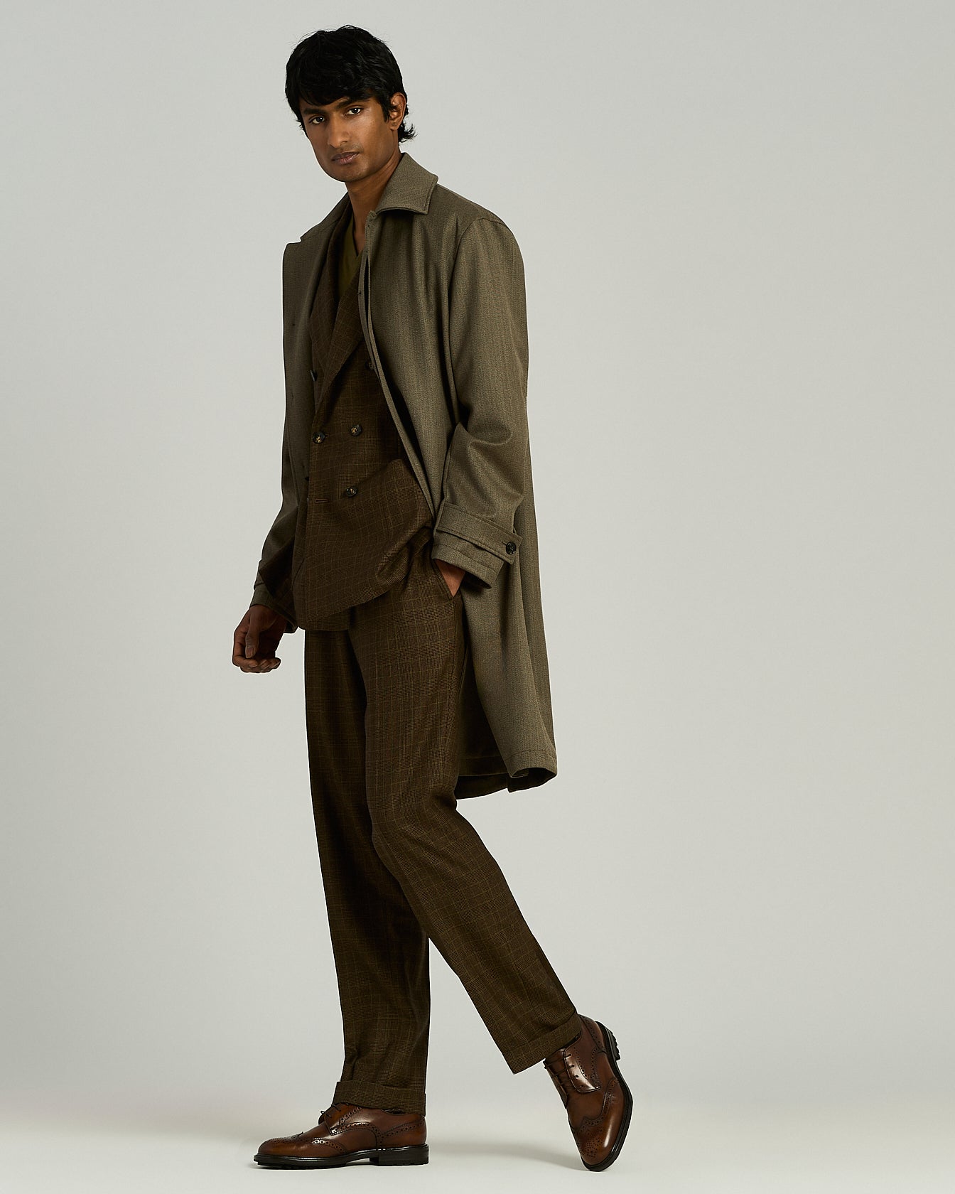 Kiton Shoes Derby Brogue Leder cognac Lug-Sohle