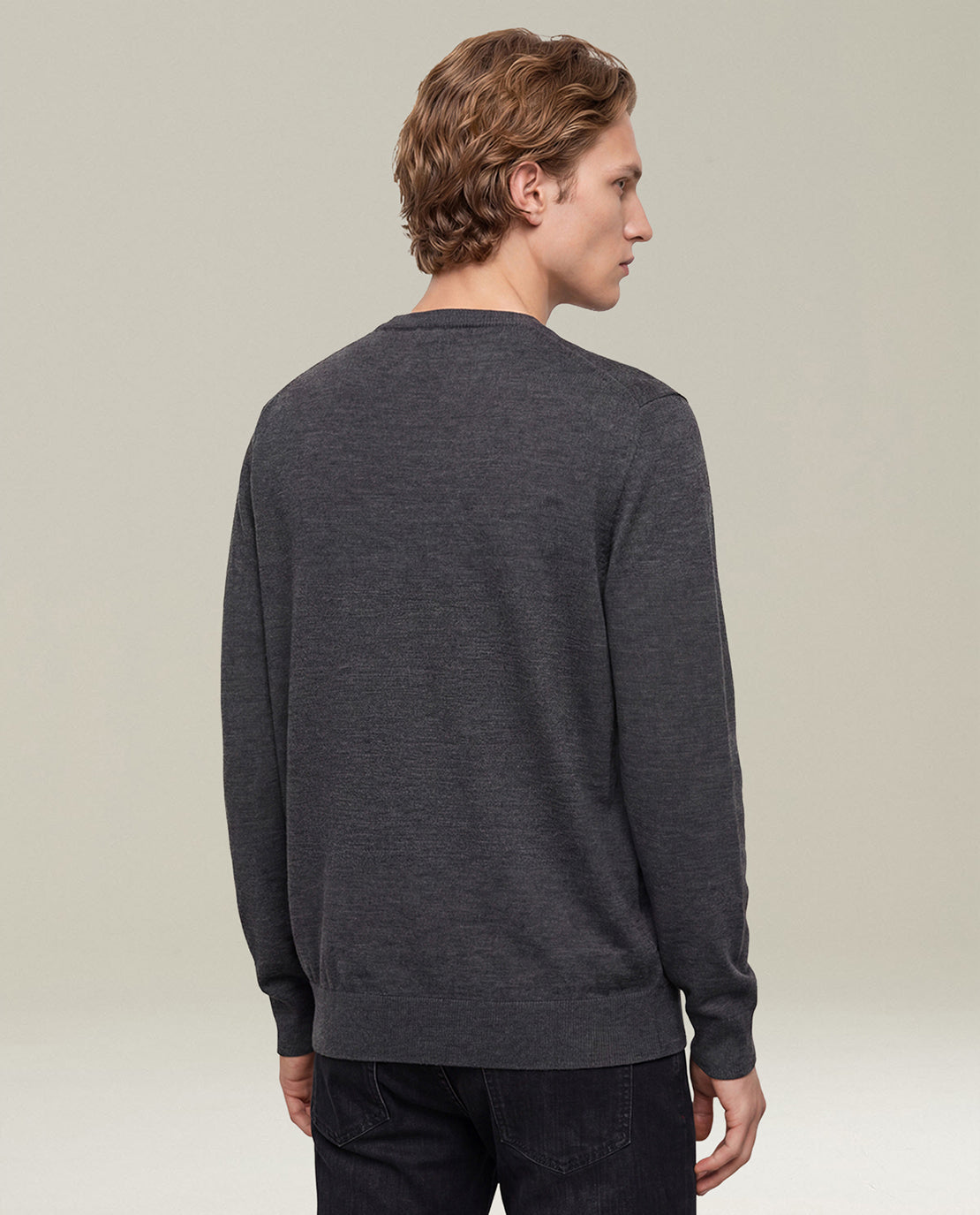 Kiton Strickpullover Wolle 14-Mikron grau Gr.M Rundhals
