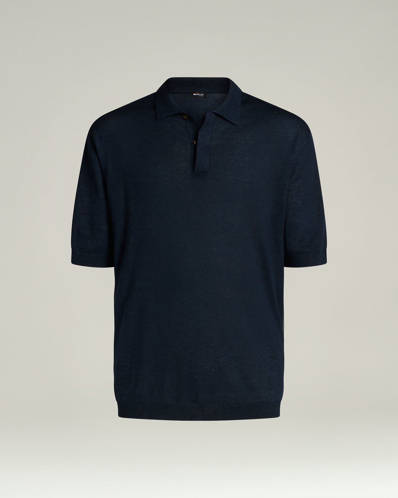 Kiton Polo Kurzarm Poloshirt blau Naturfaser-Mix leicht
