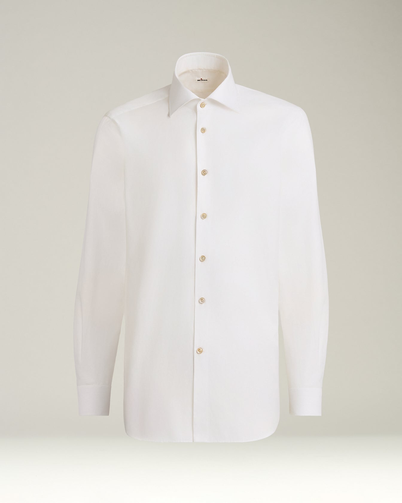 Kiton Formal Regular Fit Hemd Weiß Baumwolle Perlmutt
