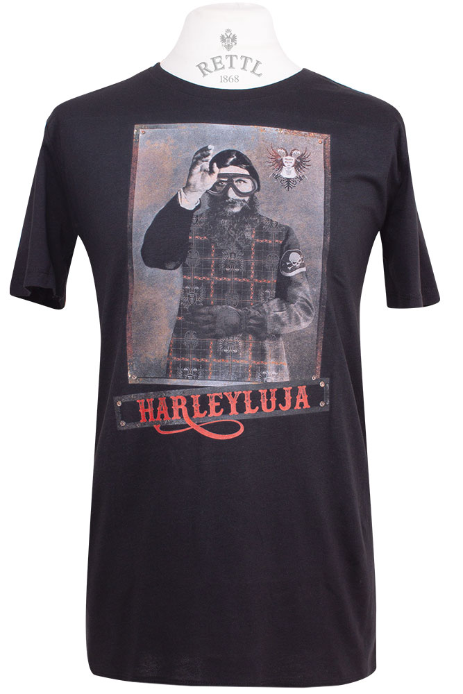 Rettl Men Harleyluja T-Shirt Herren Baumwolle Schwarz