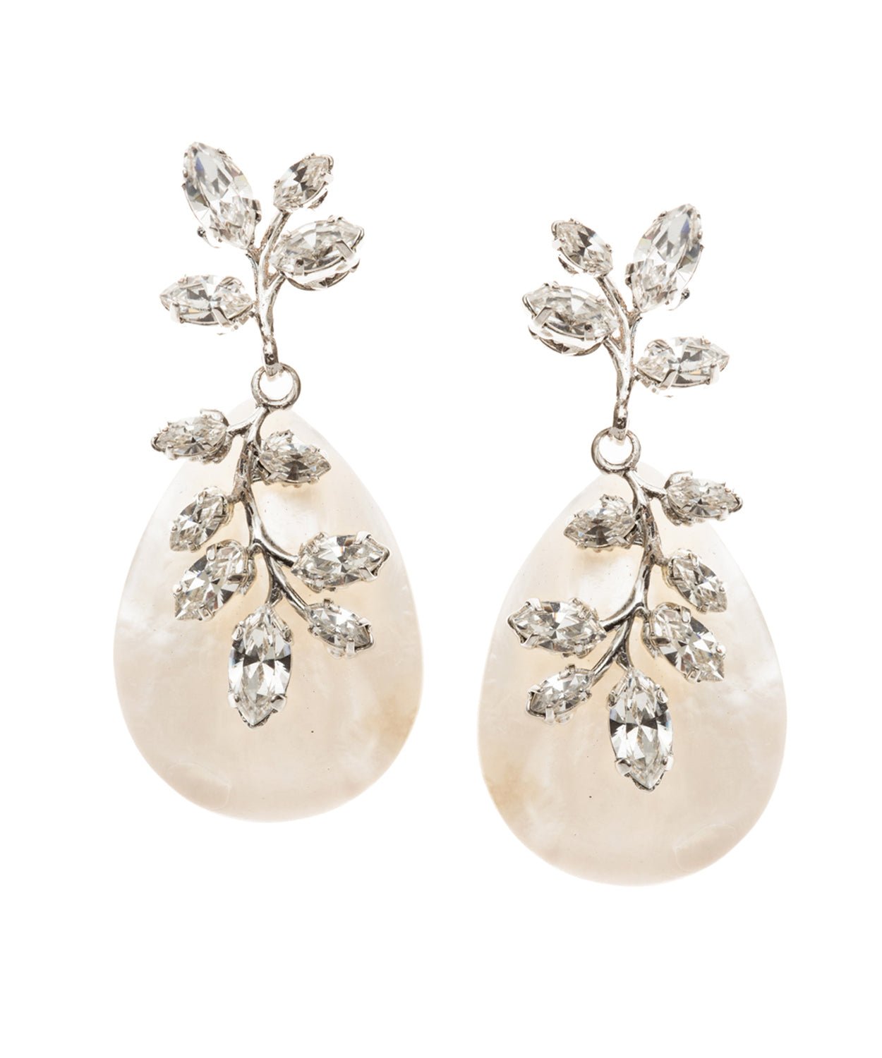 Elizabeth Bower Vine Petal Brautohrringe Rhodium Kristall