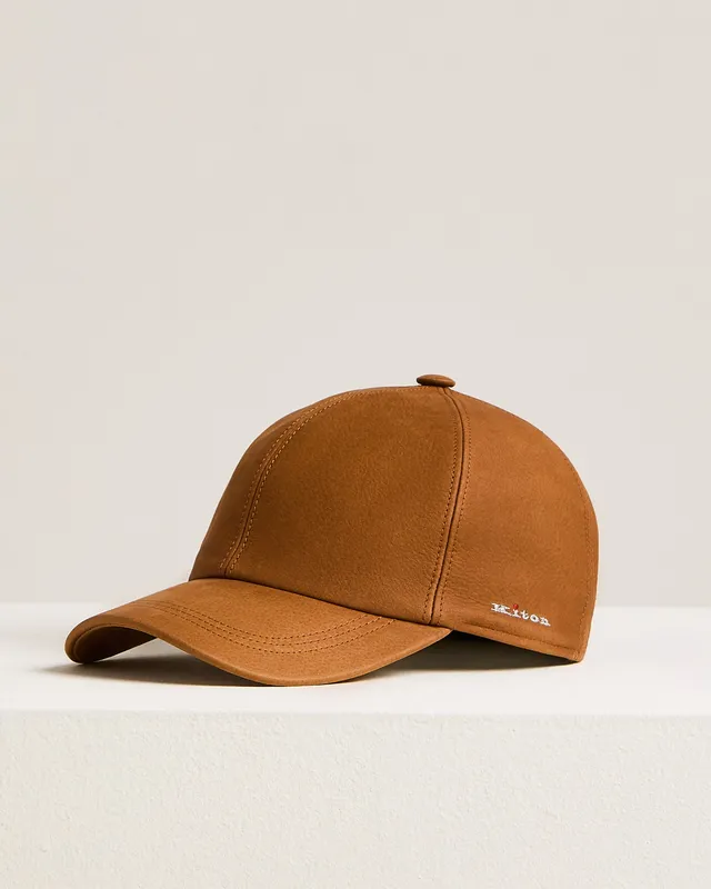 Kiton Leder Baseball Cap cognac Kalbsleder