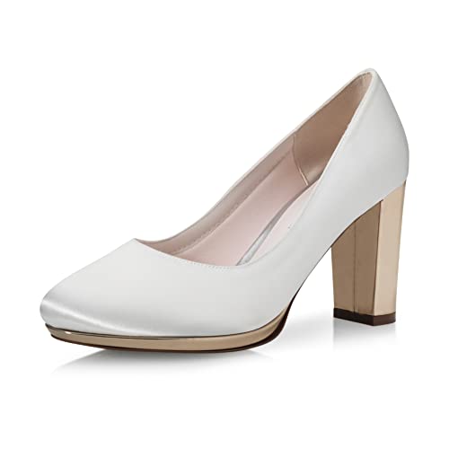 Rainbow Club Luxe Clair Pumps Satin Ivory Plateau 8 cm