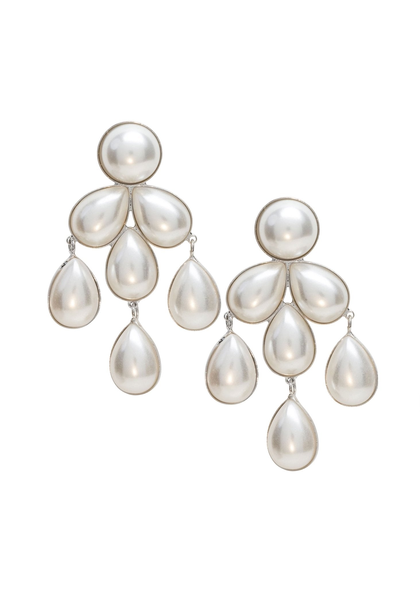 Elizabeth Bower Audrey Statement Ohrringe Perlen Rhodium