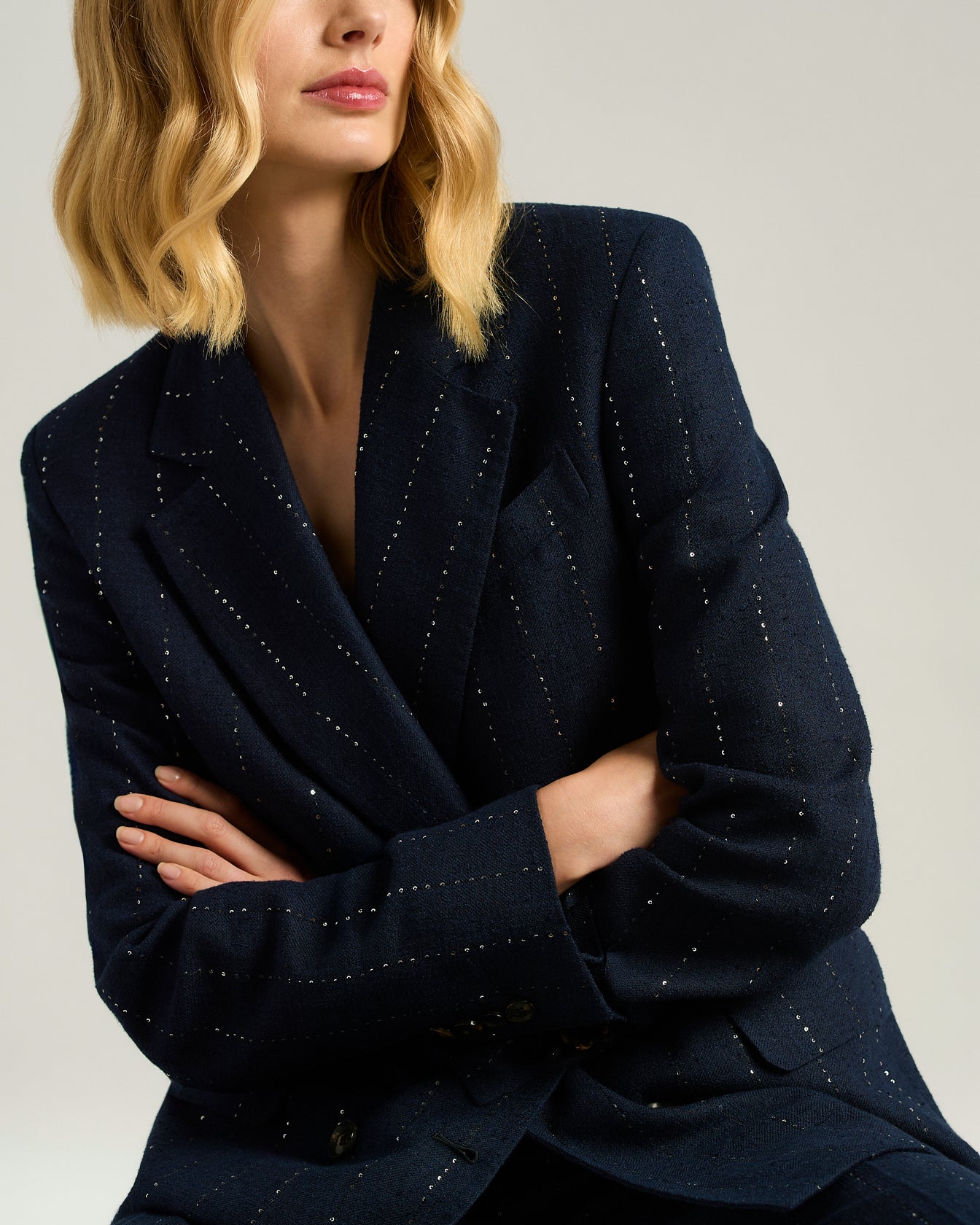 Kiton Jackets Blue Linen Wool Silk Blazer doppelreihig Gr. 40